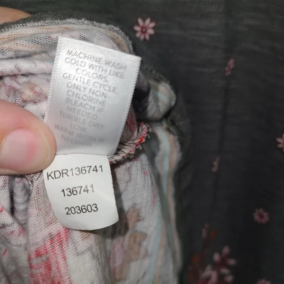 J.Jill Grey Floral Tshirt Dress Pockets Cotton Casual Boho‎ Size M - Picture 6 of 14